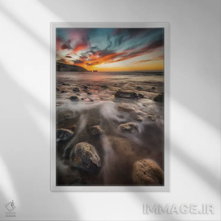 تابلو دکوراتیو غروب در آلوم بی و نییدلز اثر چاد پاول - نمای قابدار سفید