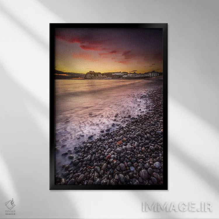 تابلو دکوراتیو غروب خلیج آب شیرین اثر چاد پاول - نمای قابدار مشکی