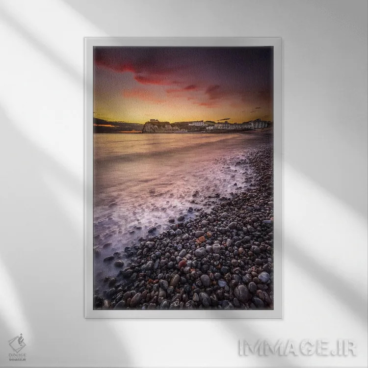 تابلو دکوراتیو غروب خلیج آب شیرین اثر چاد پاول - نمای قابدار سفید