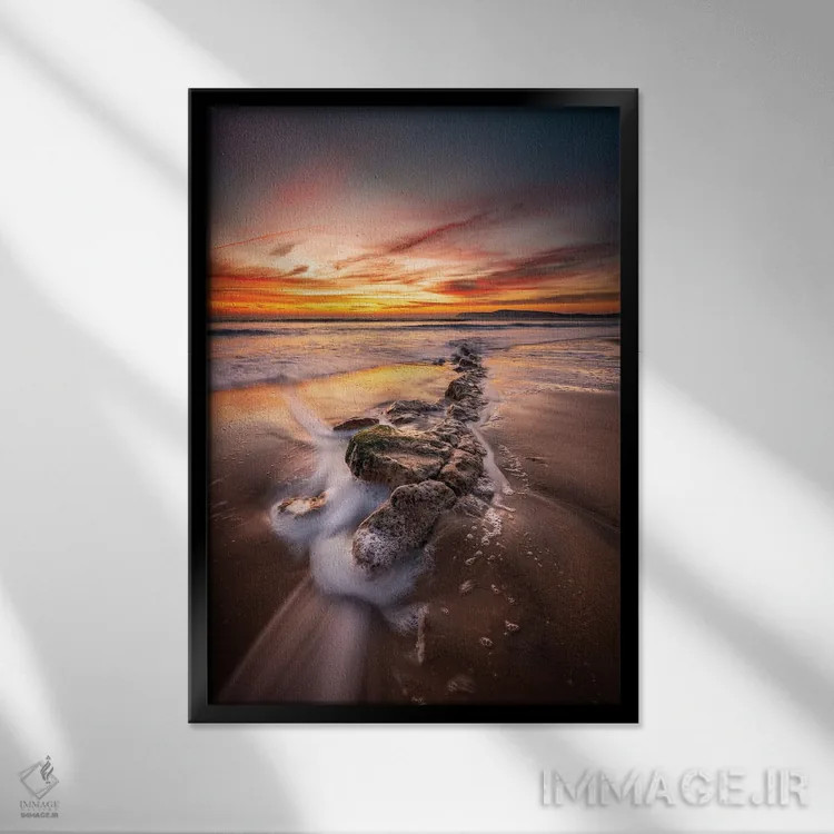 تابلو دکوراتیو نمای پرتره غروب خلیج کامپتون اثر چاد پاول - نمای قابدار مشکی