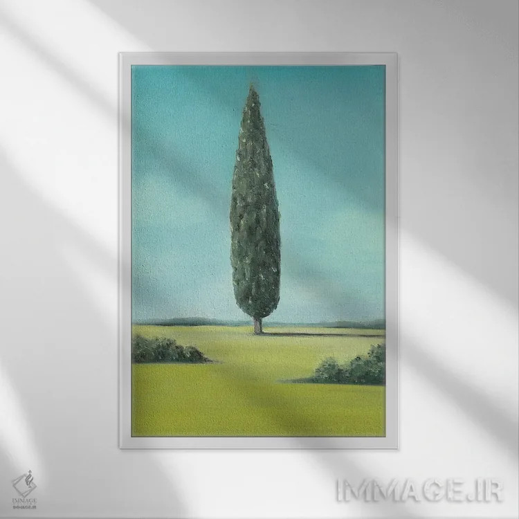 تابلو دکوراتیو سرو اثر شارلوت پی. - نمای قابدار سفید