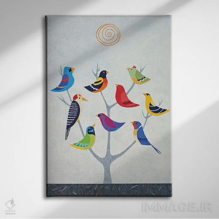 تابلو دکوراتیو درخت پرنده دو اثر کیسی کریگ - نمای روبهرو روی دیوار