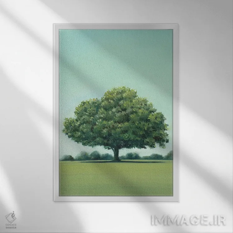 تابلو دکوراتیو بلوط هولم اثر شارلوت پی. - نمای قابدار سفید