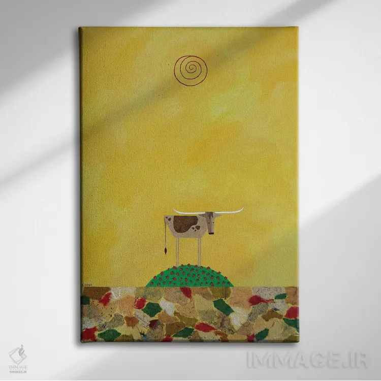 تابلو دکوراتیو شاخ بلند در مزرعه توت فرنگی اثر کیسی کریگ - نمای روبهرو روی دیوار