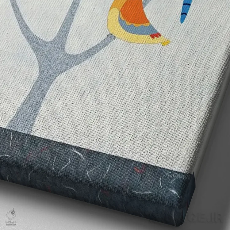 تابلو دکوراتیو درخت پرنده یک اثر کیسی کریگ - نمای نزدیک بافت بوم