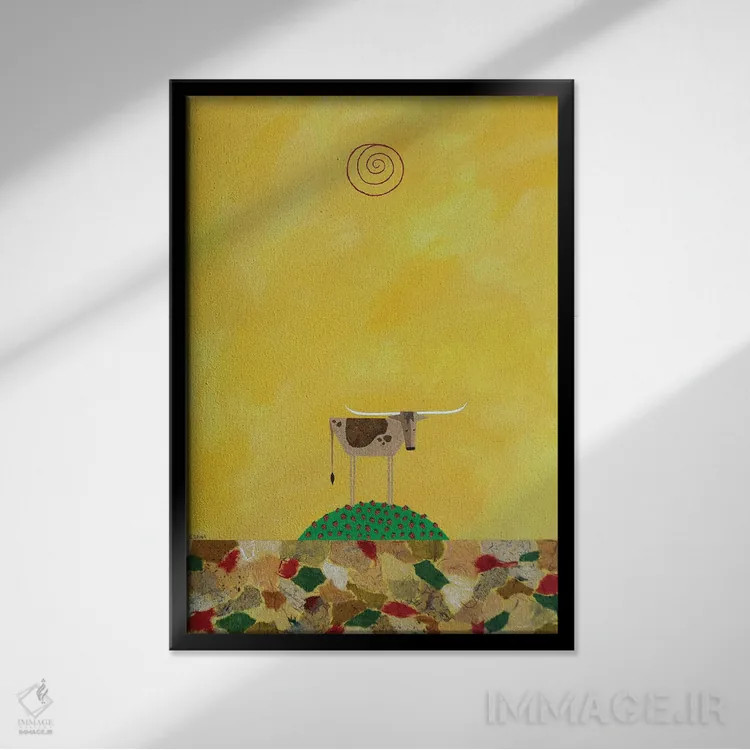 تابلو دکوراتیو شاخ بلند در مزرعه توت فرنگی اثر کیسی کریگ - نمای قابدار مشکی