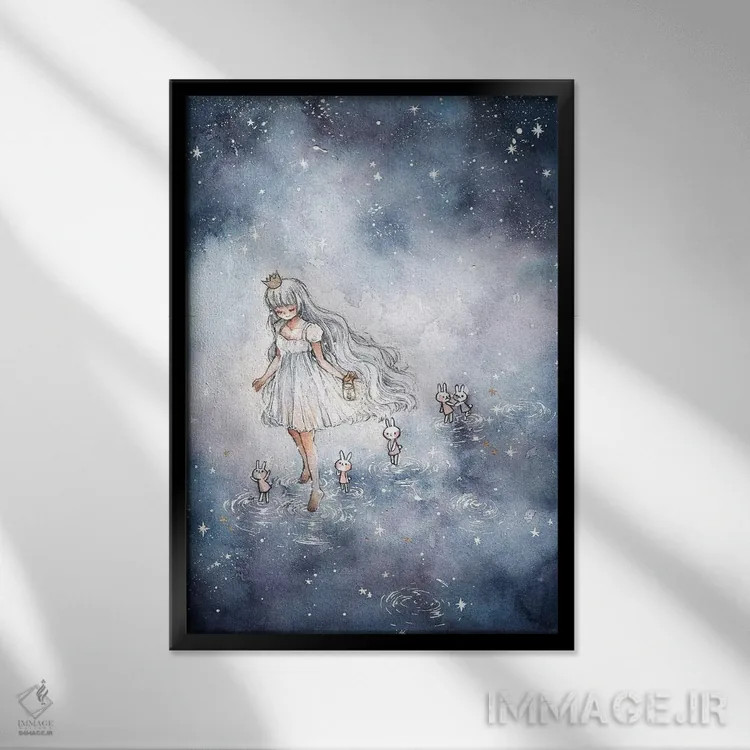 تابلو دکوراتیو دنبالم بیا به سوی ستارگان اثر چریوکی - نمای قابدار مشکی