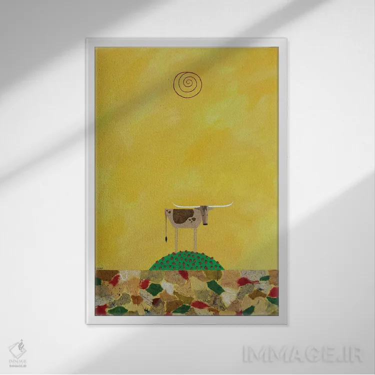 تابلو دکوراتیو شاخ بلند در مزرعه توت فرنگی اثر کیسی کریگ - نمای قابدار سفید