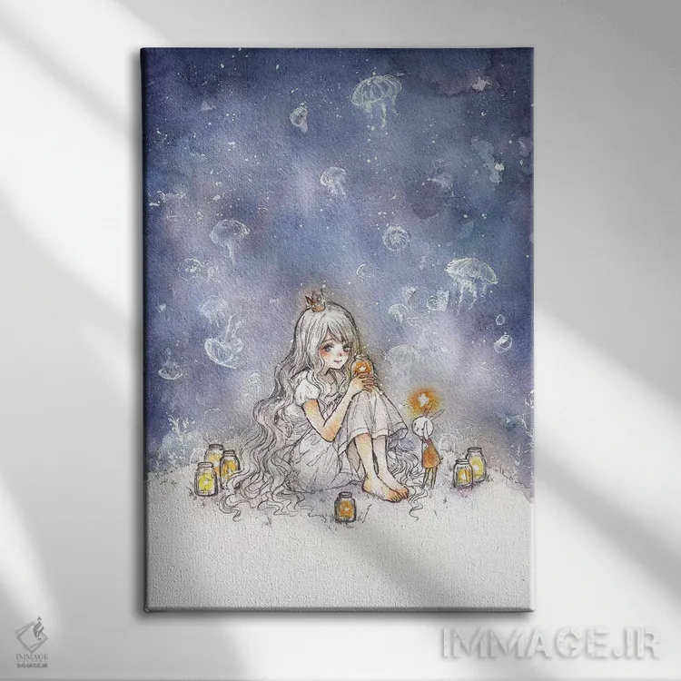 تابلو دکوراتیو عروس دریایی شب اثر چریوکی - نمای روبهرو روی دیوار