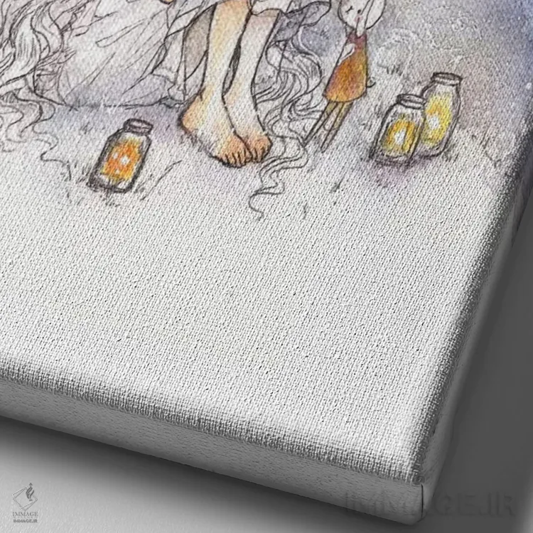 تابلو دکوراتیو عروس دریایی شب اثر چریوکی - نمای نزدیک بافت بوم