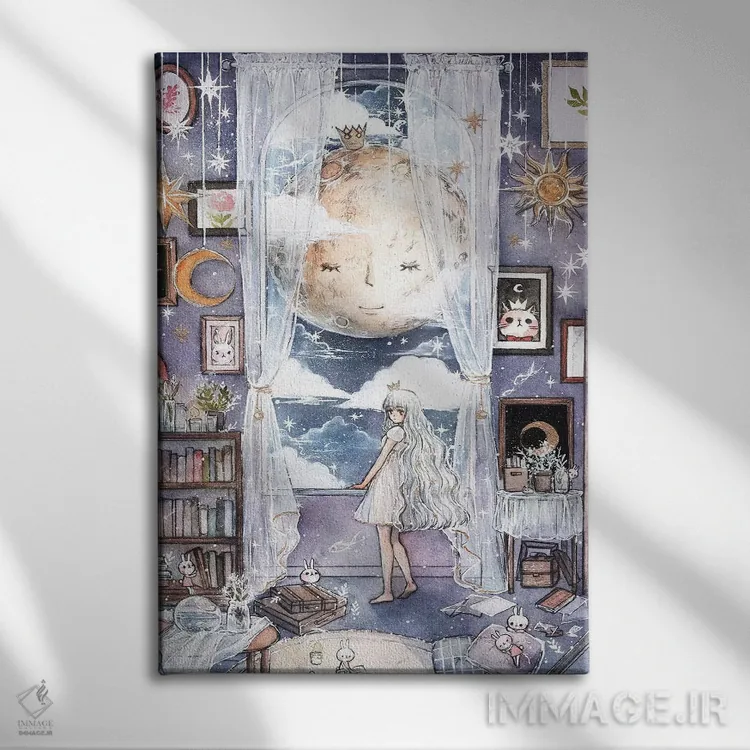 تابلو دکوراتیو لالایی ماه اثر چریوکی - نمای روبهرو روی دیوار