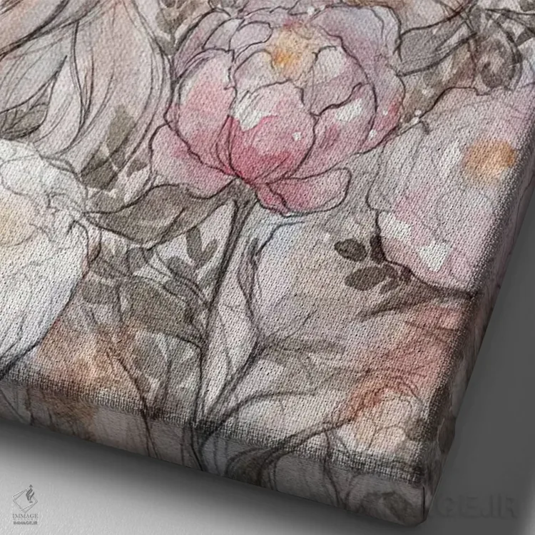 تابلو دکوراتیو پئونی اثر چریوکی - نمای نزدیک بافت بوم