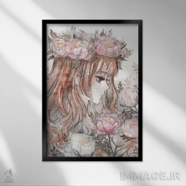 تابلو دکوراتیو پئونی اثر چریوکی - نمای قابدار مشکی