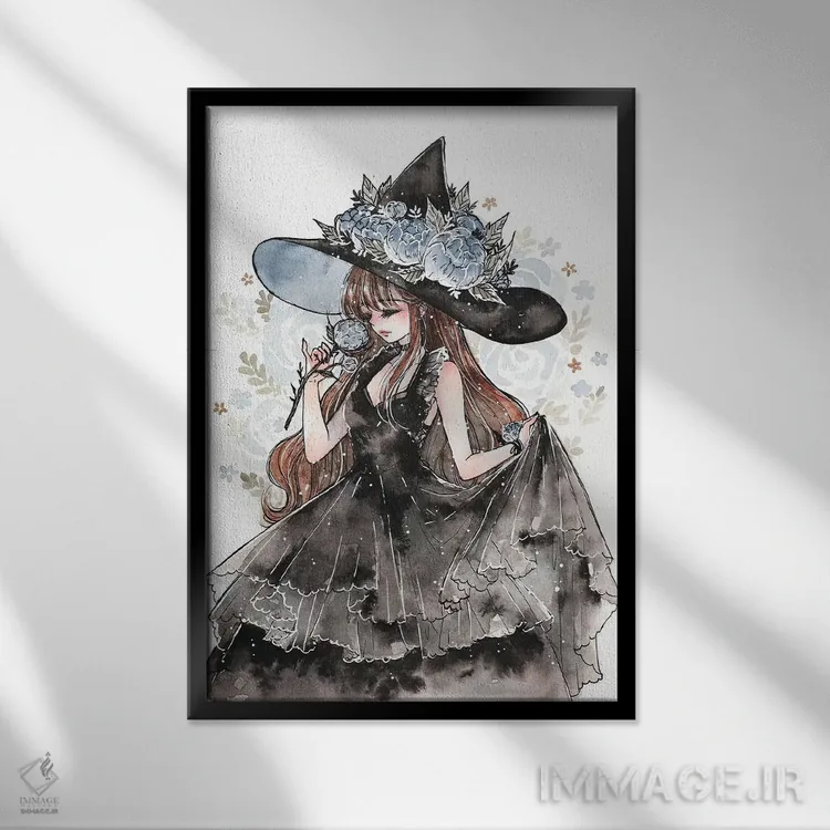 تابلو دکوراتیو جادوگر گل صدتومانی اثر چریوکی - نمای قابدار مشکی