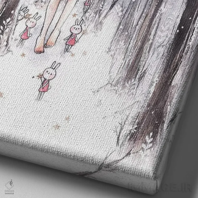 تابلو دکوراتیو شب برفی اثر چریوکی - نمای نزدیک بافت بوم