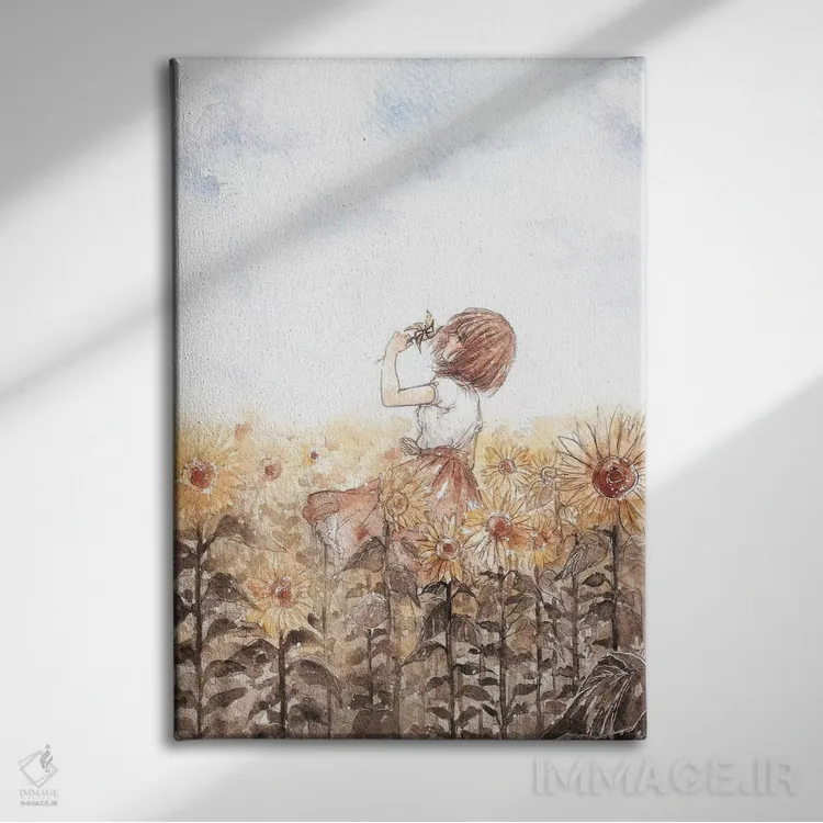 تابلو دکوراتیو رویاپرداز گل آفتابگردان اثر چریوکی - نمای روبهرو روی دیوار