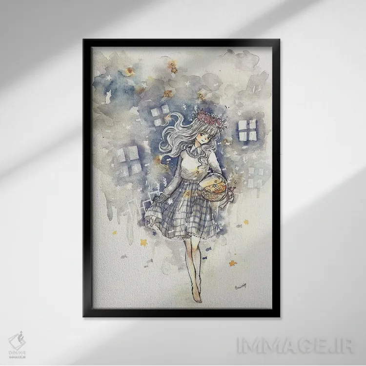 تابلو دکوراتیو جمع آورنده ستاره ها اثر چریوکی - نمای قابدار مشکی