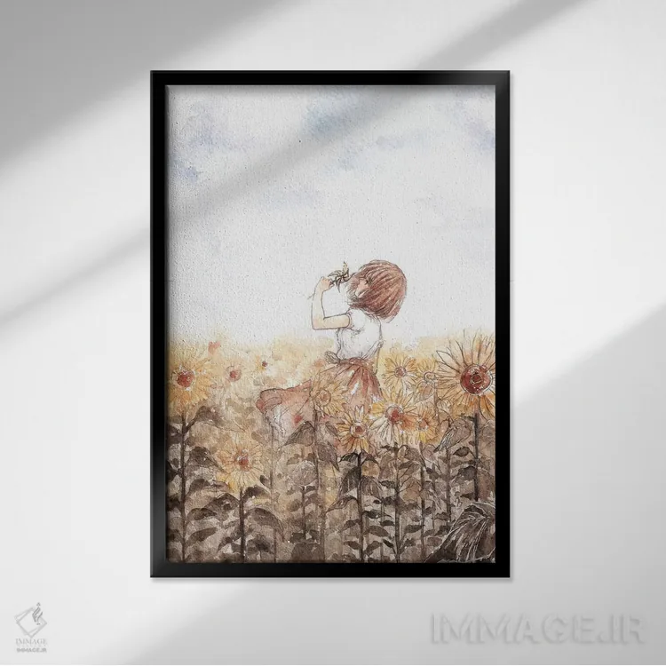 تابلو دکوراتیو رویاپرداز گل آفتابگردان اثر چریوکی - نمای قابدار مشکی