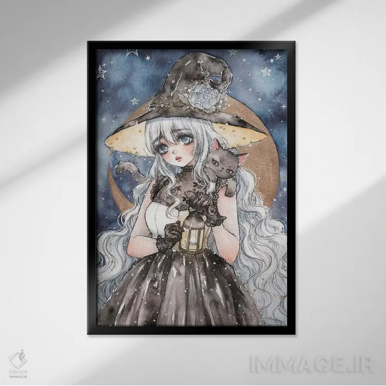 تابلو دکوراتیو جادوگر ستاره دار اثر چریوکی - نمای قابدار مشکی