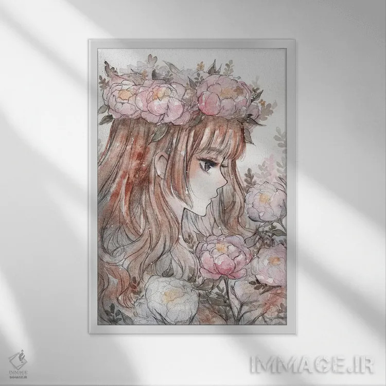 تابلو دکوراتیو پئونی اثر چریوکی - نمای قابدار سفید
