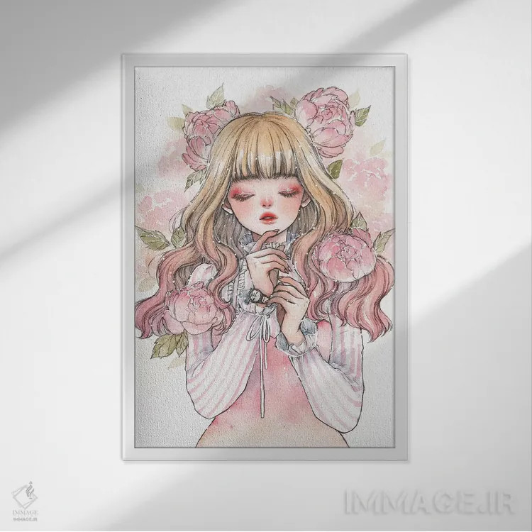 تابلو دکوراتیو سرخی گونه اثر چریوکی - نمای قابدار سفید