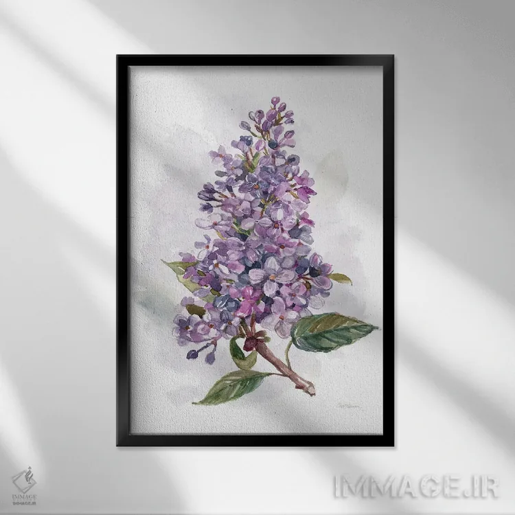 تابلو دکوراتیو غرق در بنفشه I اثر کارول رابینسون - نمای قابدار مشکی