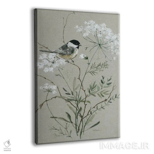 تابلو مدرن دسته گل بخشش و پرنده I اثر کارول رابینسون - نمای پرسپکتیو محصول