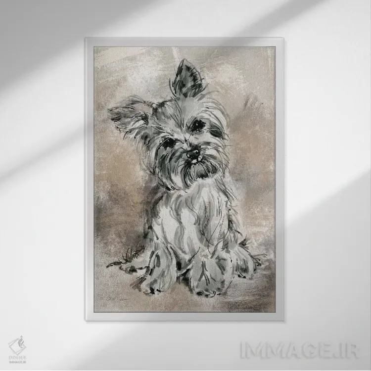 تابلو دکوراتیو یورکشایر تریر اثر کارول رابینسون - نمای قابدار سفید