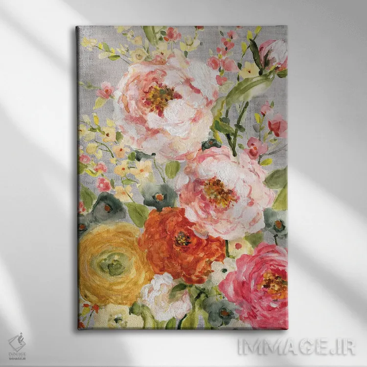تابلو انتزاعی باغ داماسک اثر کارول رابینسون - نمای روبهرو روی دیوار