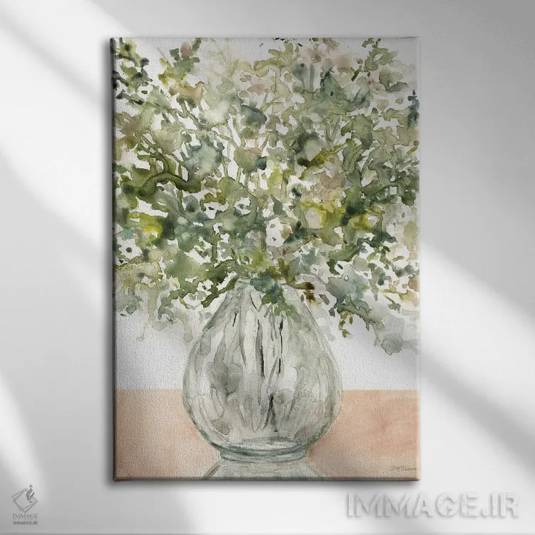 تابلو انتزاعی نمایش سبزی ها اثر کارول رابینسون - نمای روبهرو روی دیوار