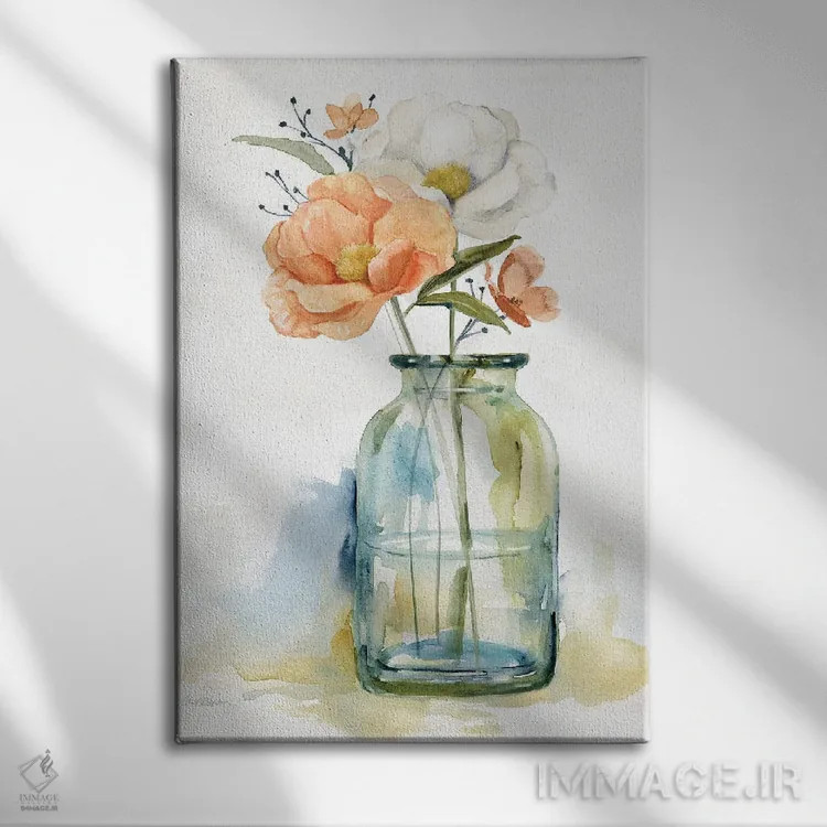 تابلو انتزاعی شکوفه های ساده II اثر کارول رابینسون - نمای روبهرو روی دیوار
