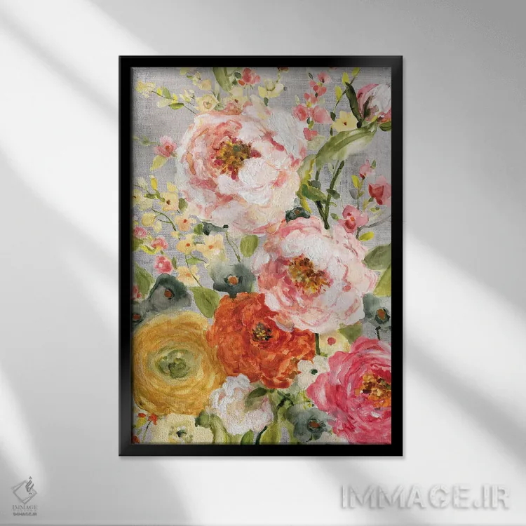 تابلو انتزاعی باغ داماسک اثر کارول رابینسون - نمای قابدار مشکی