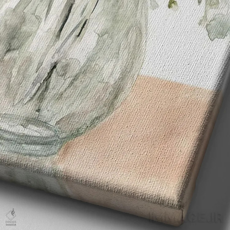 تابلو انتزاعی نمایش سبزی ها اثر کارول رابینسون - نمای نزدیک بافت بوم