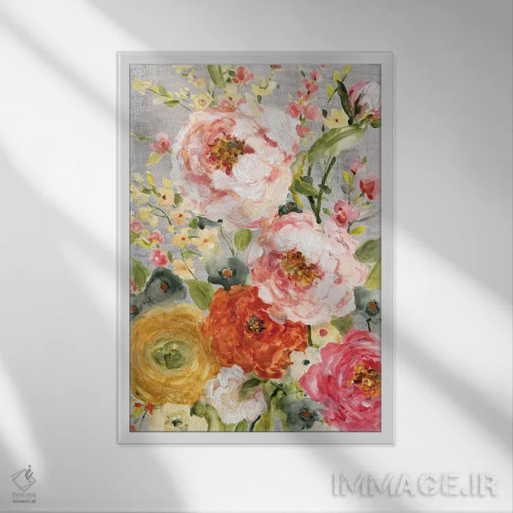 تابلو انتزاعی باغ داماسک اثر کارول رابینسون - نمای قابدار سفید
