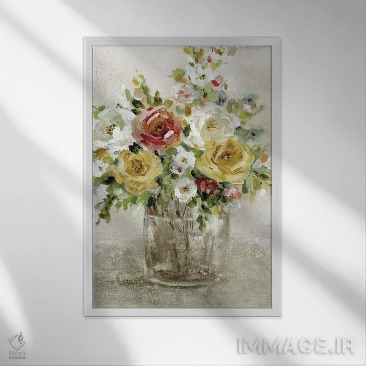 تابلو انتزاعی چیدمان پاییزی اثر کارول رابینسون - نمای قابدار سفید