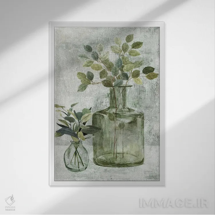 تابلو انتزاعی سبز ساده II اثر کارول رابینسون - نمای قابدار سفید