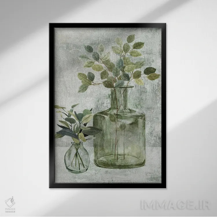 تابلو انتزاعی سبز ساده II اثر کارول رابینسون - نمای قابدار مشکی