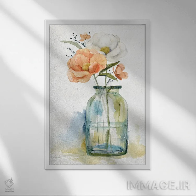 تابلو انتزاعی شکوفه های ساده II اثر کارول رابینسون - نمای قابدار سفید