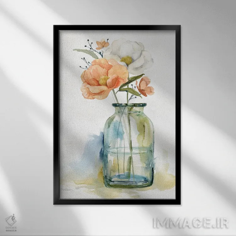 تابلو انتزاعی شکوفه های ساده II اثر کارول رابینسون - نمای قابدار مشکی