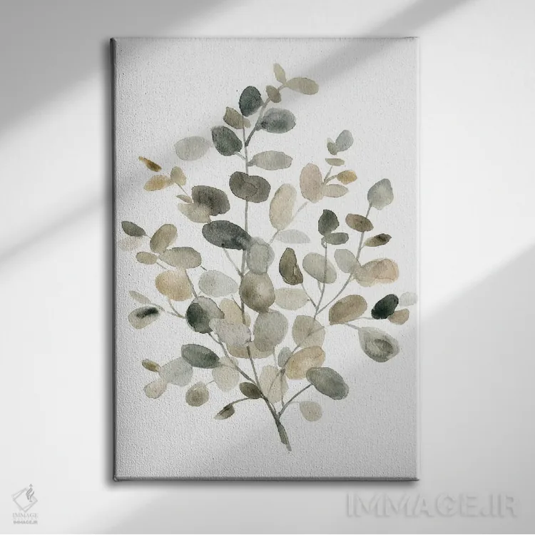 تابلو مینیمال اکالیپتوس خنثی I اثر کارول رابینسون - نمای روبهرو روی دیوار