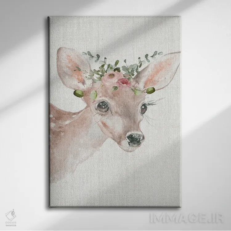 تابلو مدرن بچه گوزن شیک پوش اثر کارول رابینسون - نمای روبهرو روی دیوار