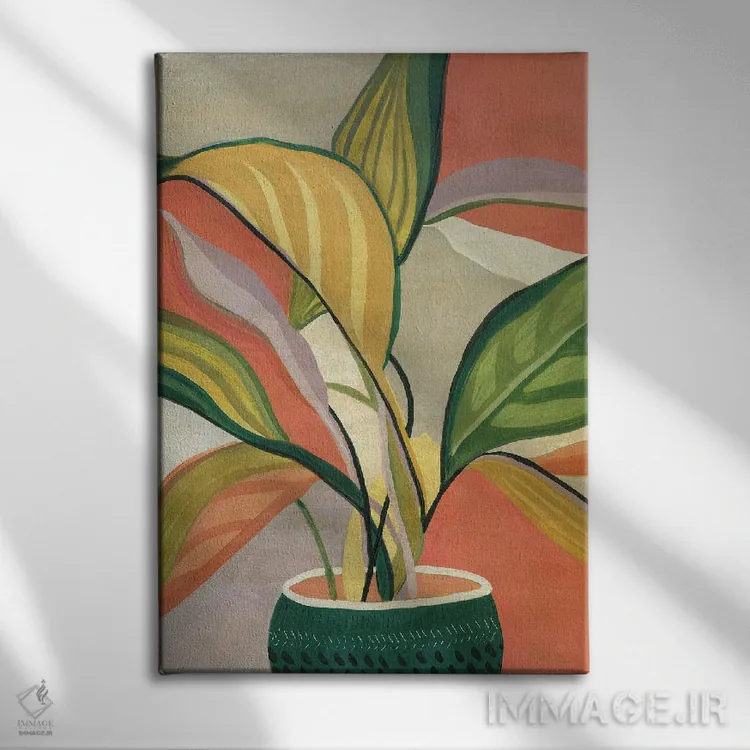 تابلو دکوراتیو پرنده بهشتی گلدانی اثر کارول رابینسون - نمای روبهرو روی دیوار