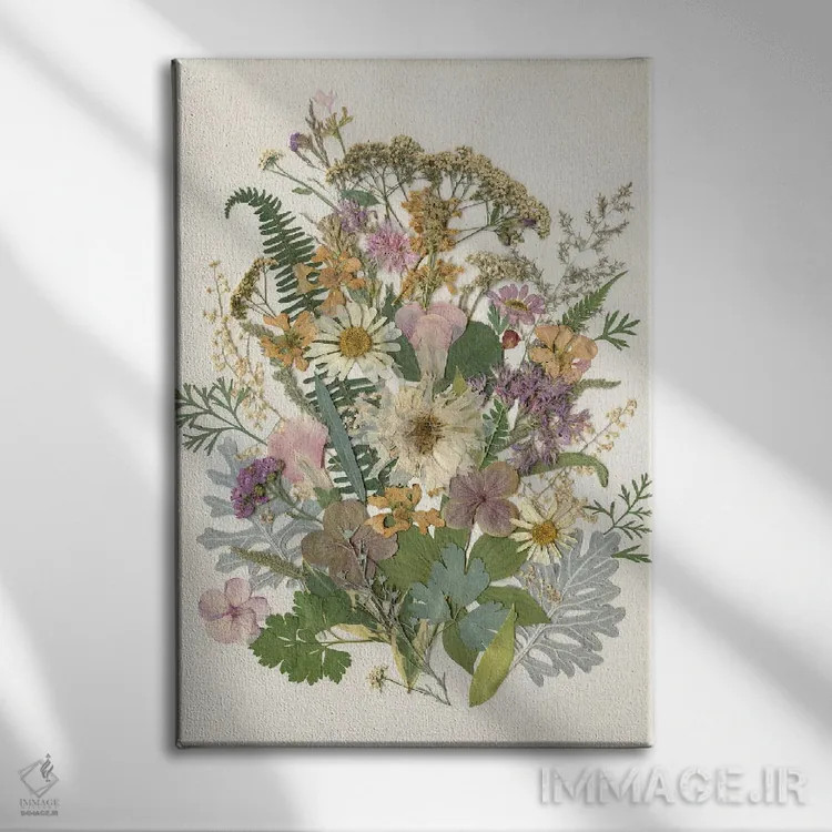 تابلو دکوراتیو دسته گل ارگانیک II اثر کارول رابینسون - نمای روبهرو روی دیوار