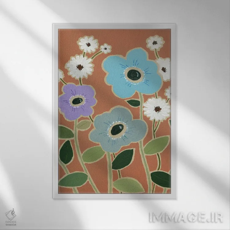 تابلو دکوراتیو گل چوبی IV اثر کارول رابینسون - نمای قابدار سفید