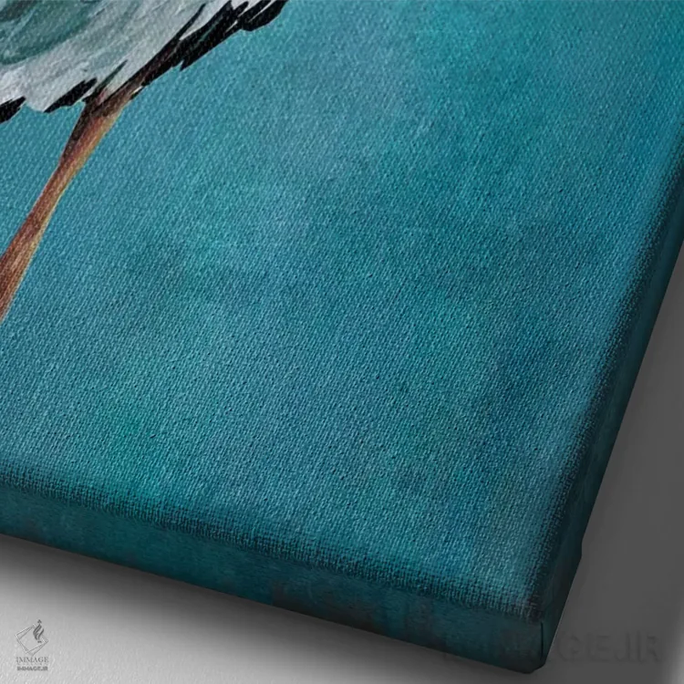 تابلو دکوراتیو حواصیل آبی بزرگ I اثر کارول رابینسون - نمای نزدیک بافت بوم