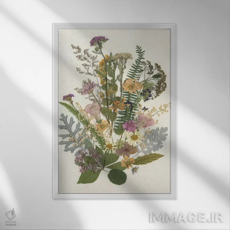 تابلو دکوراتیو دسته گل ارگانیک I اثر کارول رابینسون - نمای قابدار سفید