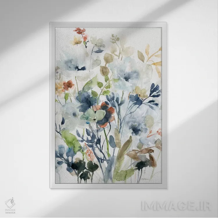 تابلو انتزاعی ترکیب بهاری هلند I اثر کارول رابینسون - نمای قابدار سفید
