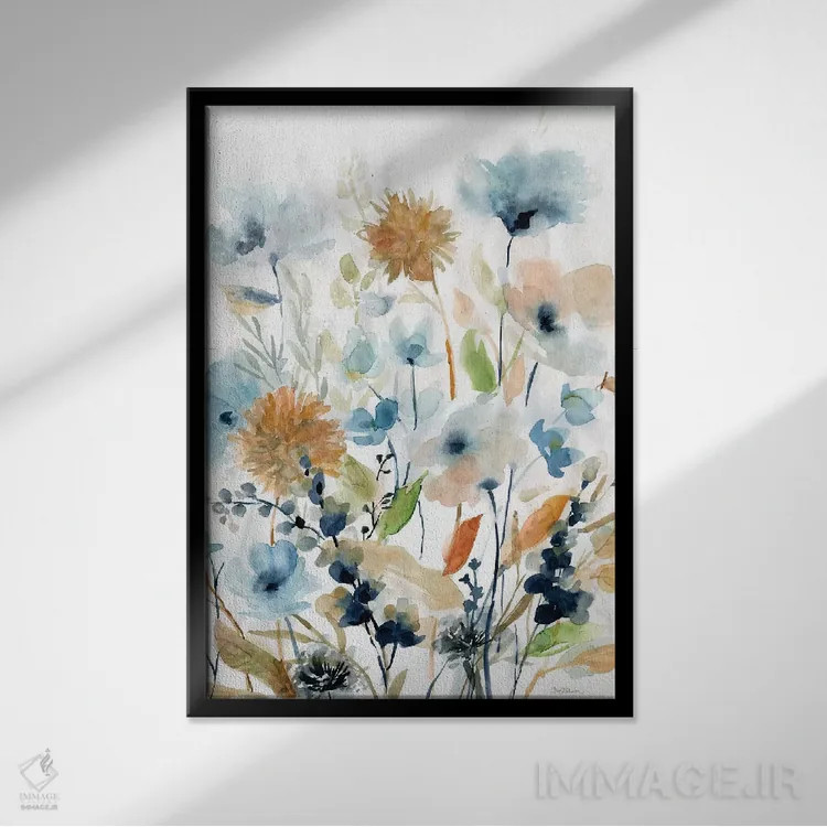 تابلو انتزاعی ترکیب بهاری هلند II اثر کارول رابینسون - نمای قابدار مشکی