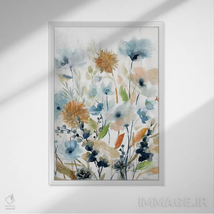 تابلو انتزاعی ترکیب بهاری هلند II اثر کارول رابینسون - نمای قابدار سفید