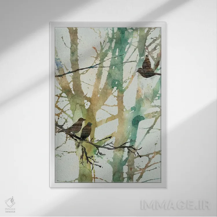تابلو دکوراتیو پرندگان گیاهی I اثر کارول رابینسون - نمای قابدار سفید